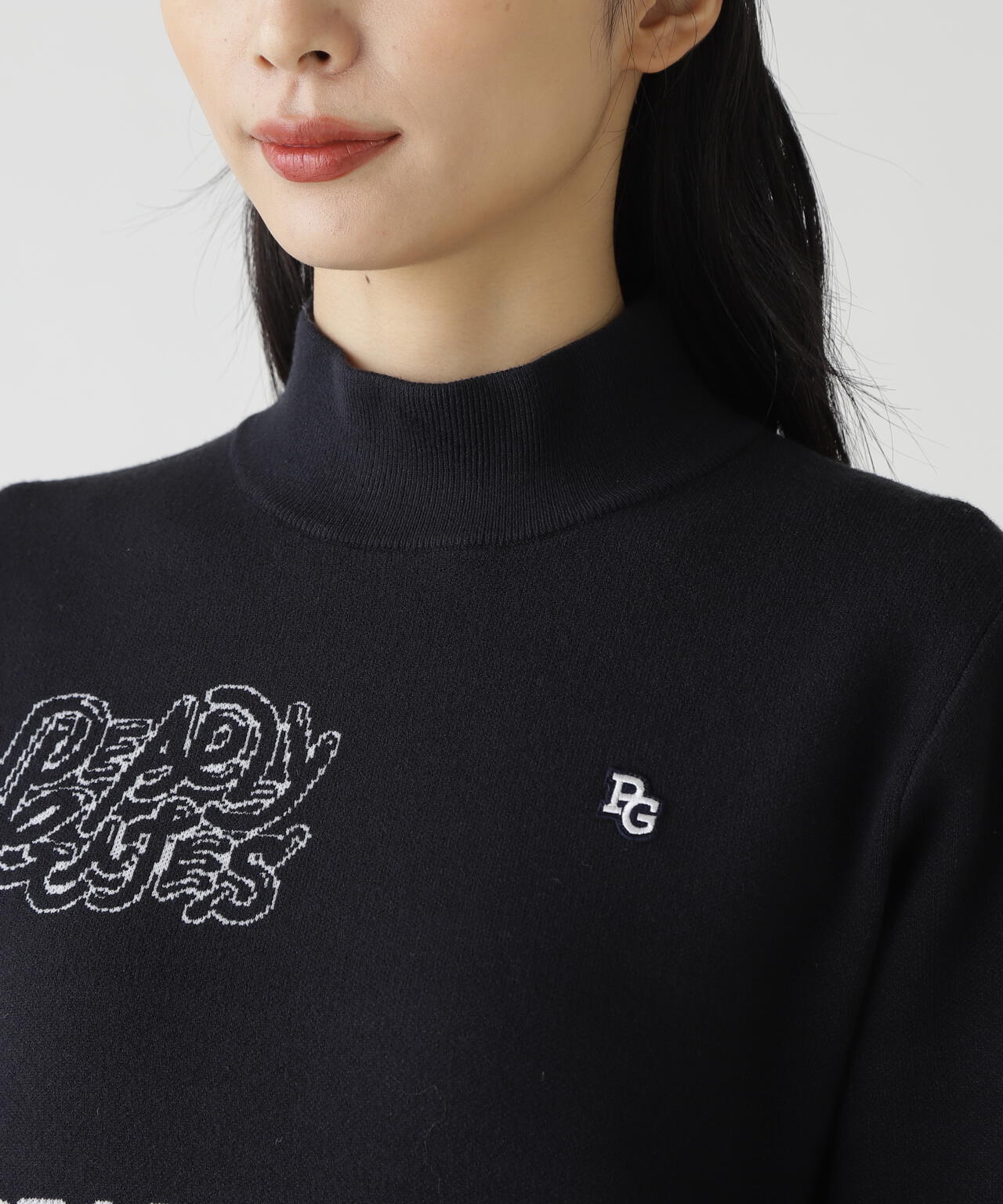 14GダブルJQ×ワッペン風ハイネックニットプルオーバー