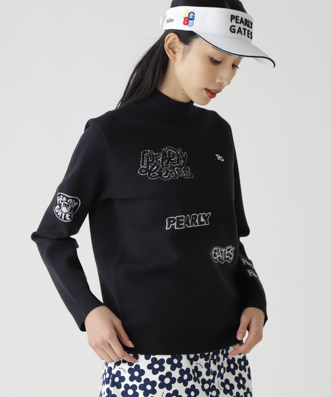 14GダブルJQ×ワッペン風ハイネックニットプルオーバー