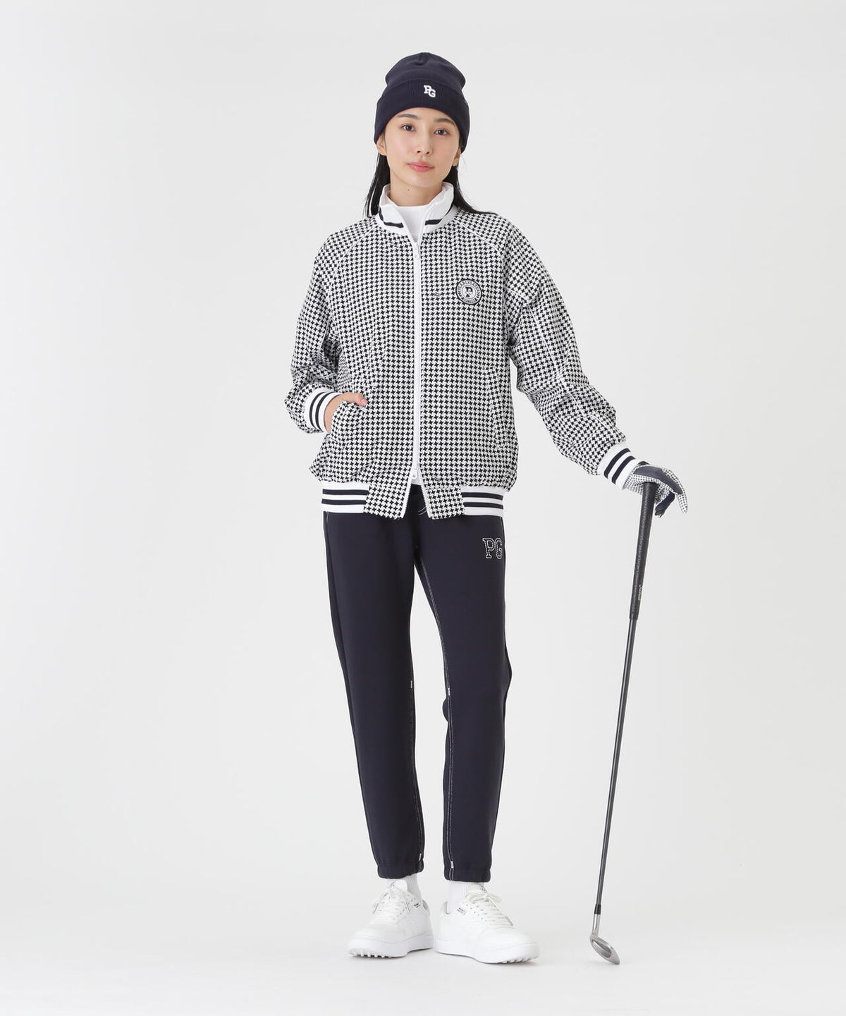 Peメカニカルストレッチ手裏剣ジャガードスタンドジップブルゾン <手裏剣千鳥> (WOMENS)
