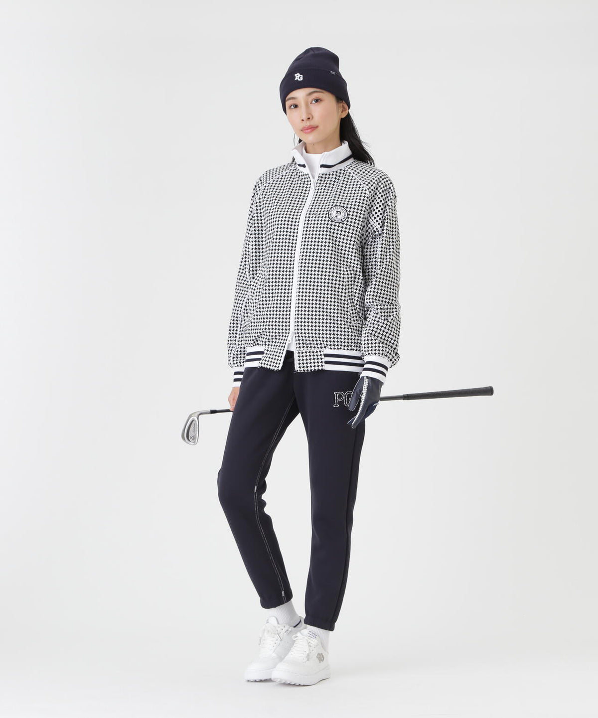Peメカニカルストレッチ手裏剣ジャガードスタンドジップブルゾン <手裏剣千鳥> (WOMENS)