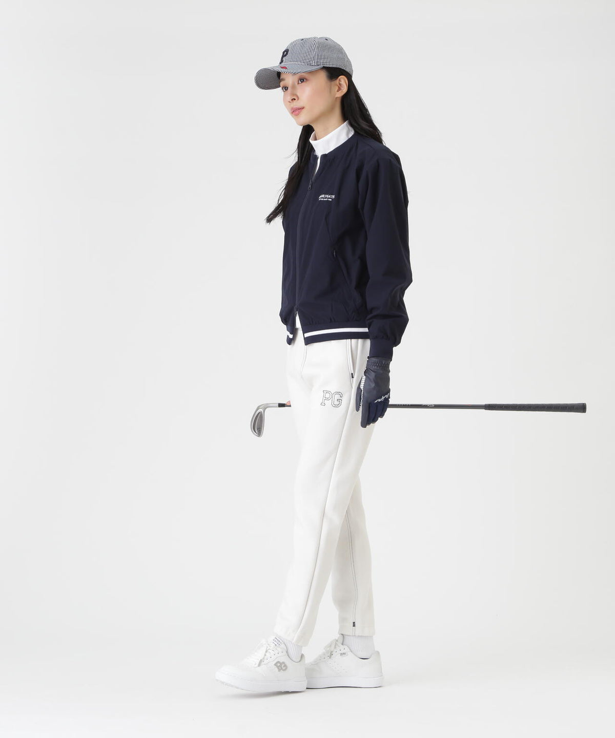 Peメカニカルストレッチ手裏剣ジャガードクルーネックブルゾン (WOMENS)