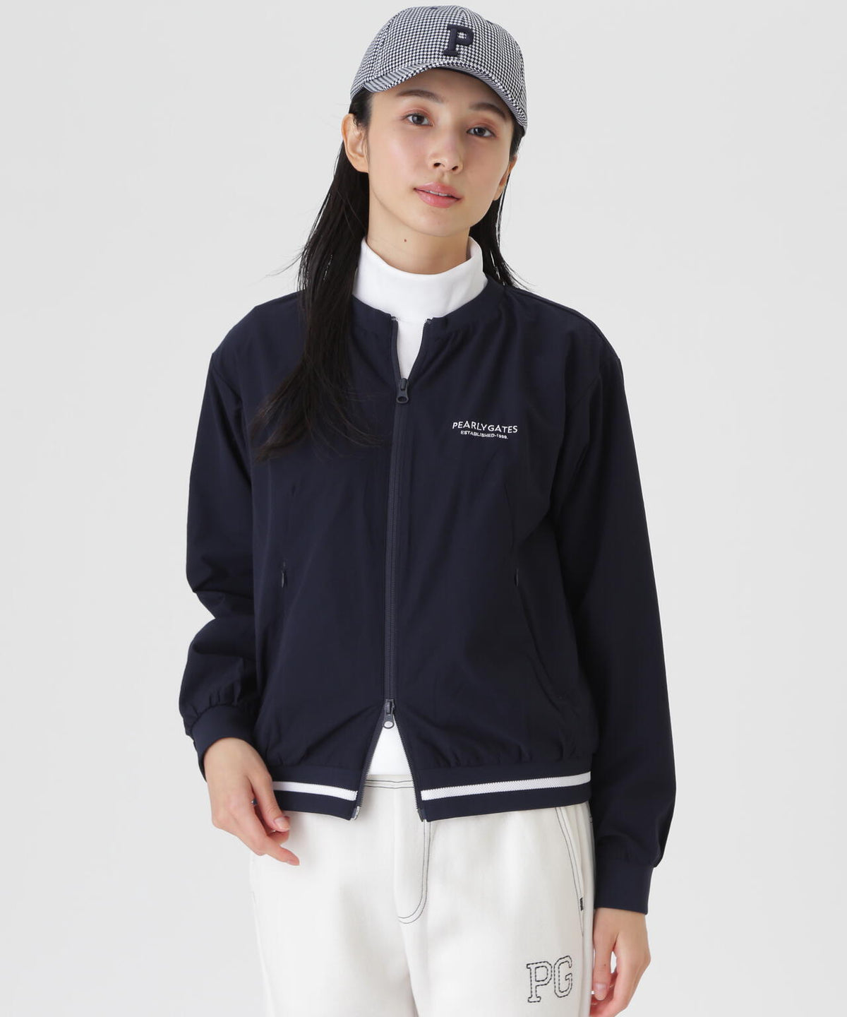 Peメカニカルストレッチ手裏剣ジャガードクルーネックブルゾン (WOMENS)