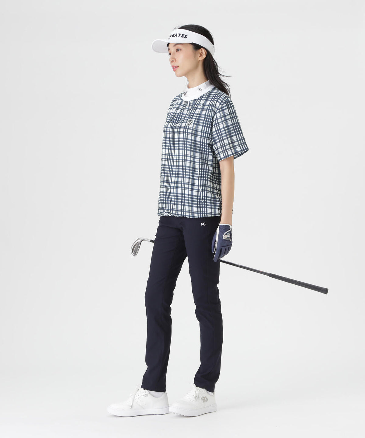 4WAY高通気Woven半袖スニードTシャツ <チェック柄> (WOMENS)