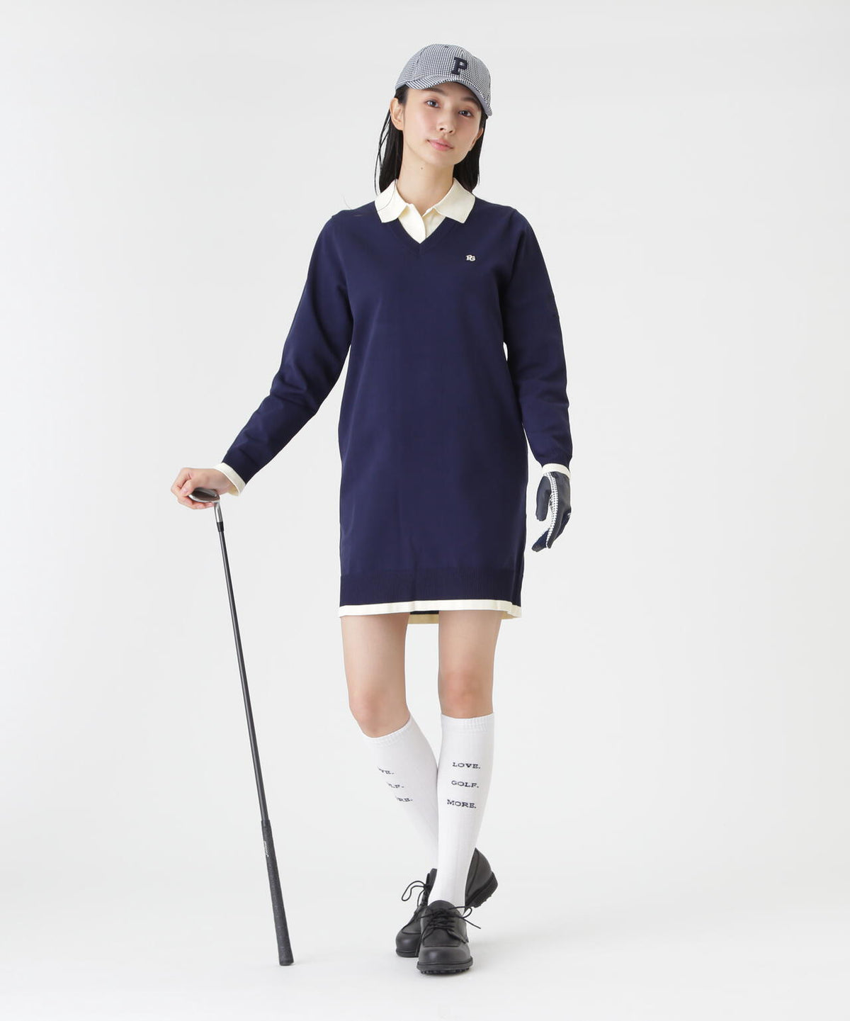 14G天竺レイヤード風ポロニットワンピース (WOMENS)