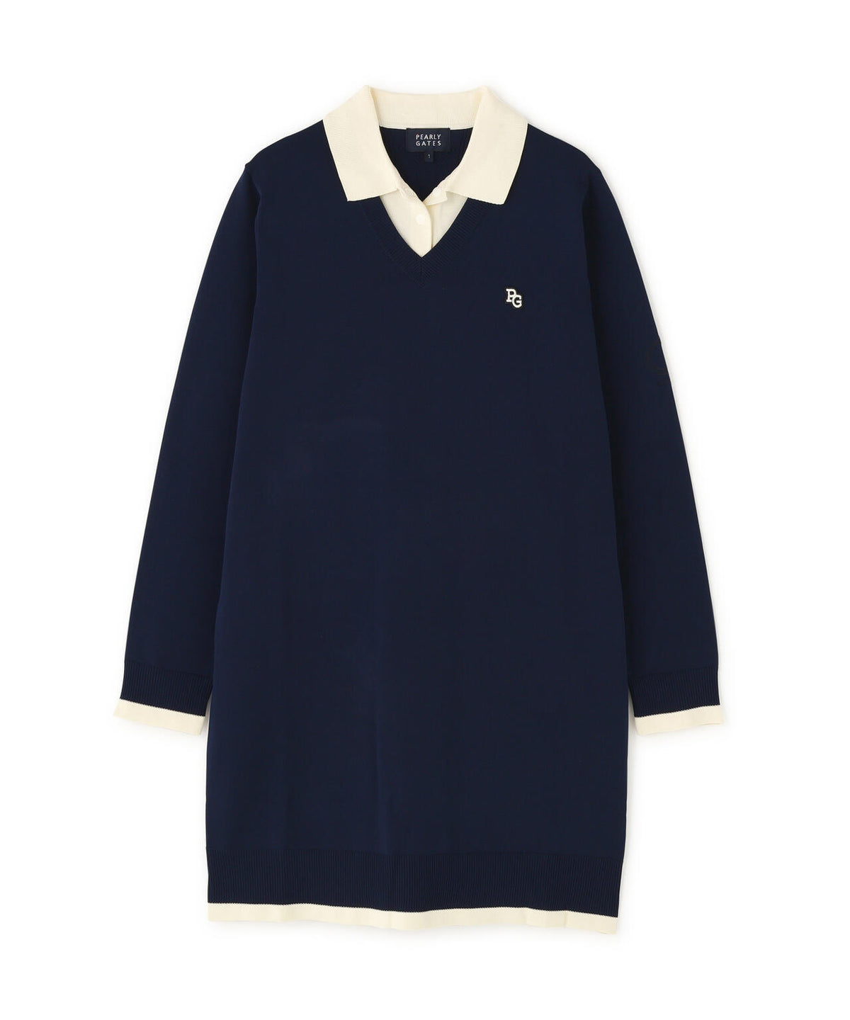 14G天竺レイヤード風ポロニットワンピース (WOMENS)