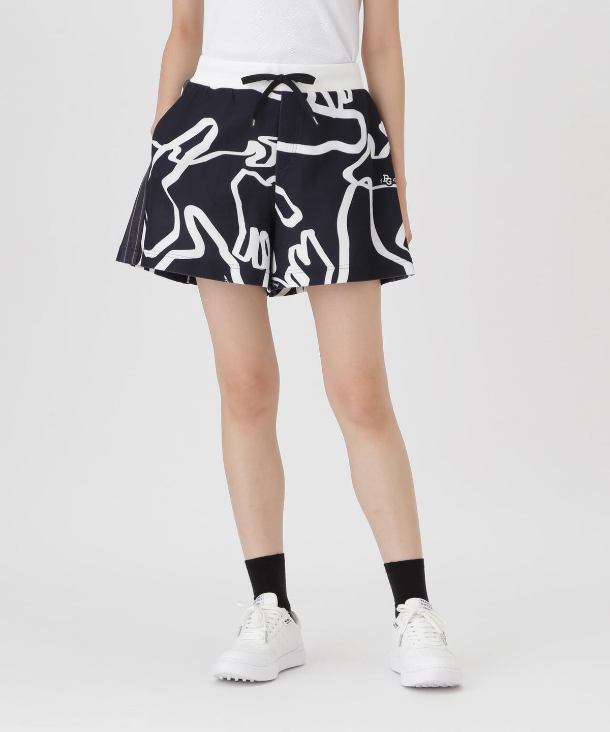 Wハニカムストレッチショートパンツ <変形ウサギ柄> (WOMENS)