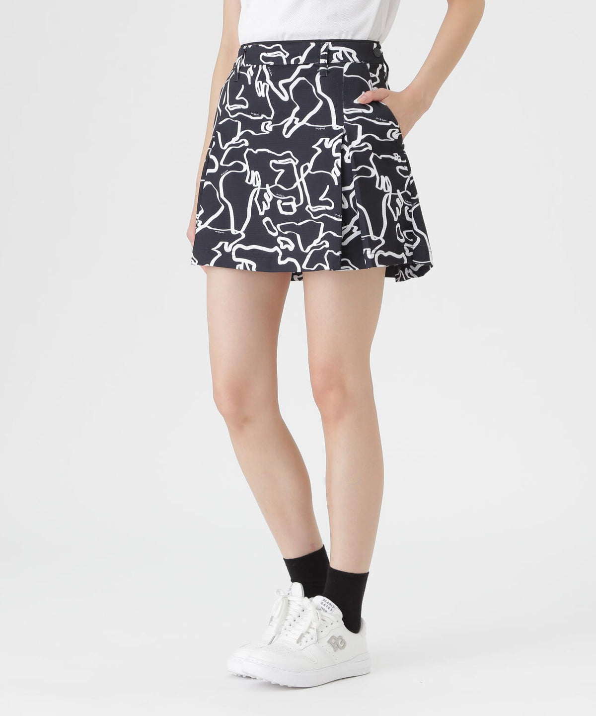 プレイティングベアメッシュスカート <花・変形ウサギ柄> (WOMENS)