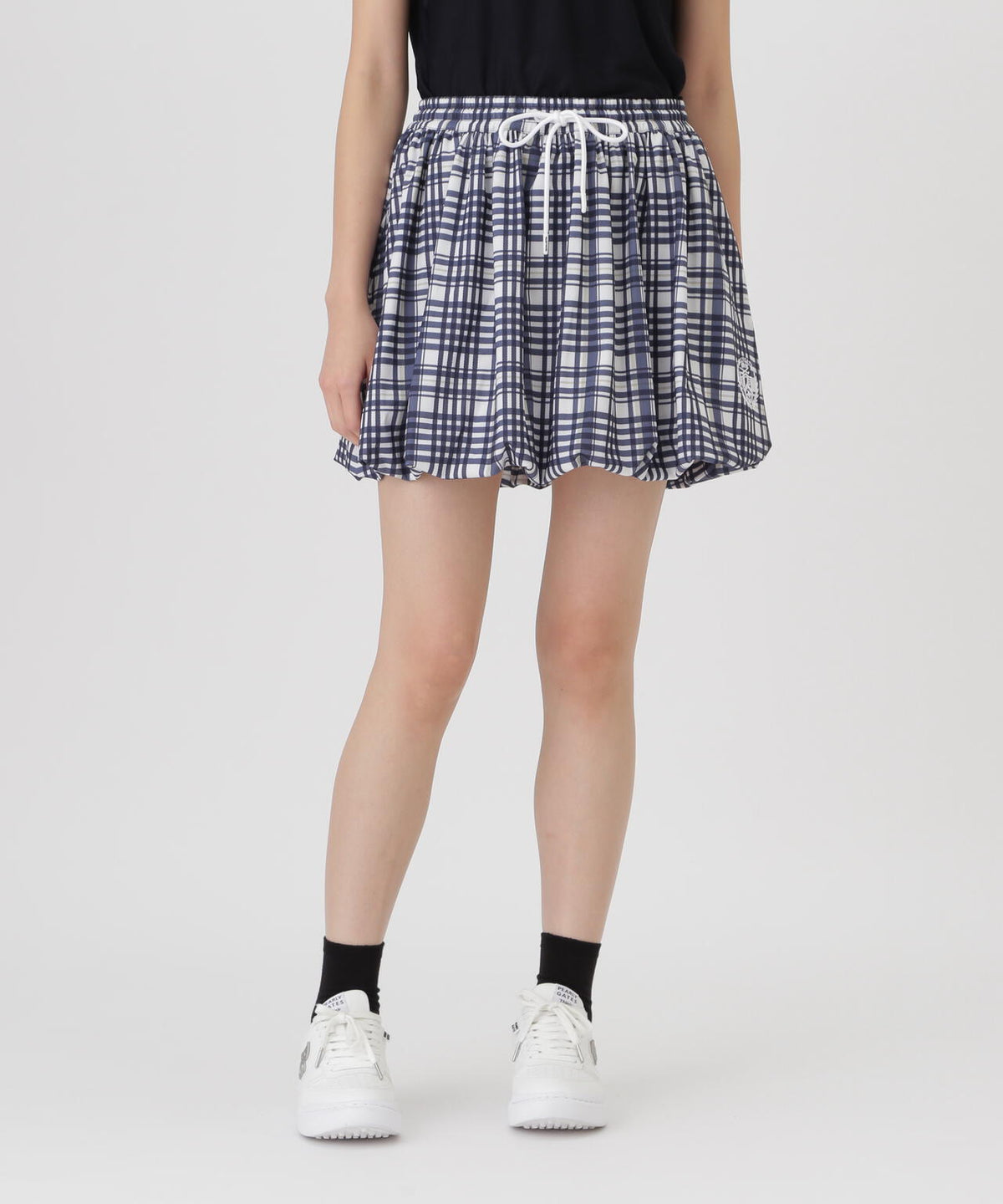 Peストレッチトリコットメッシュスカート <チェック柄> (WOMENS)