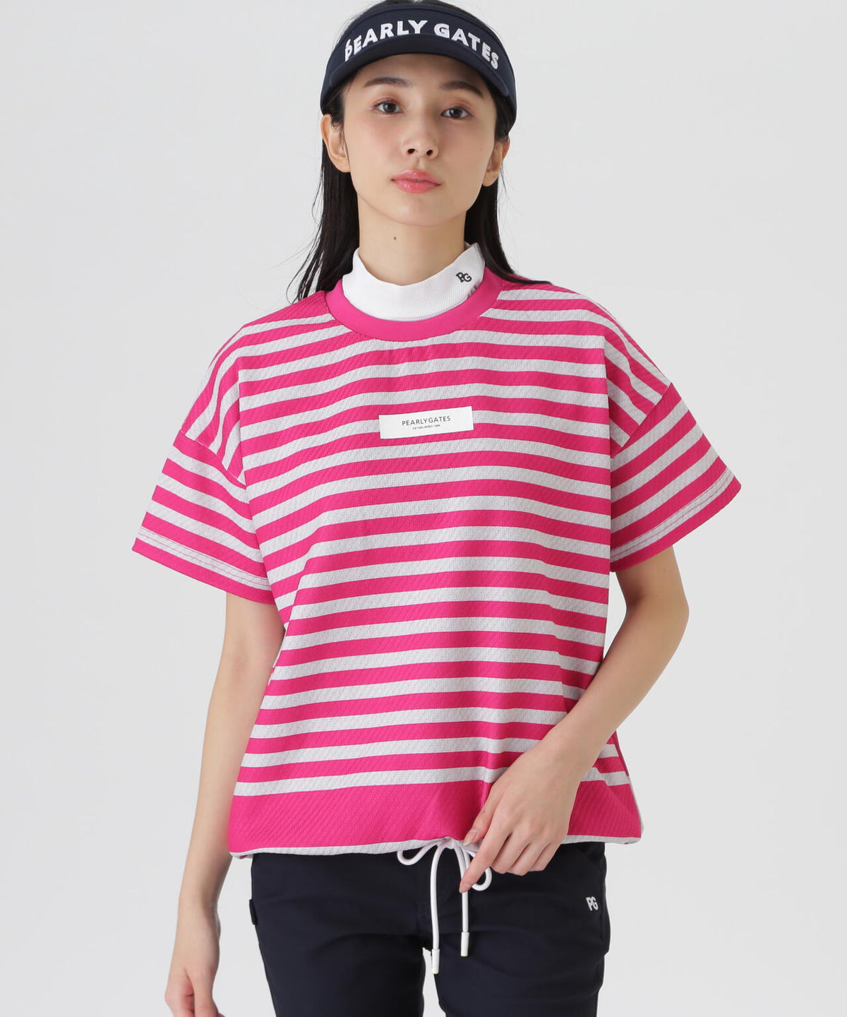 リサイクルモールカルゼクウォーター半袖クルーネックプルオーバー <ボーダー柄> (WOMENS)