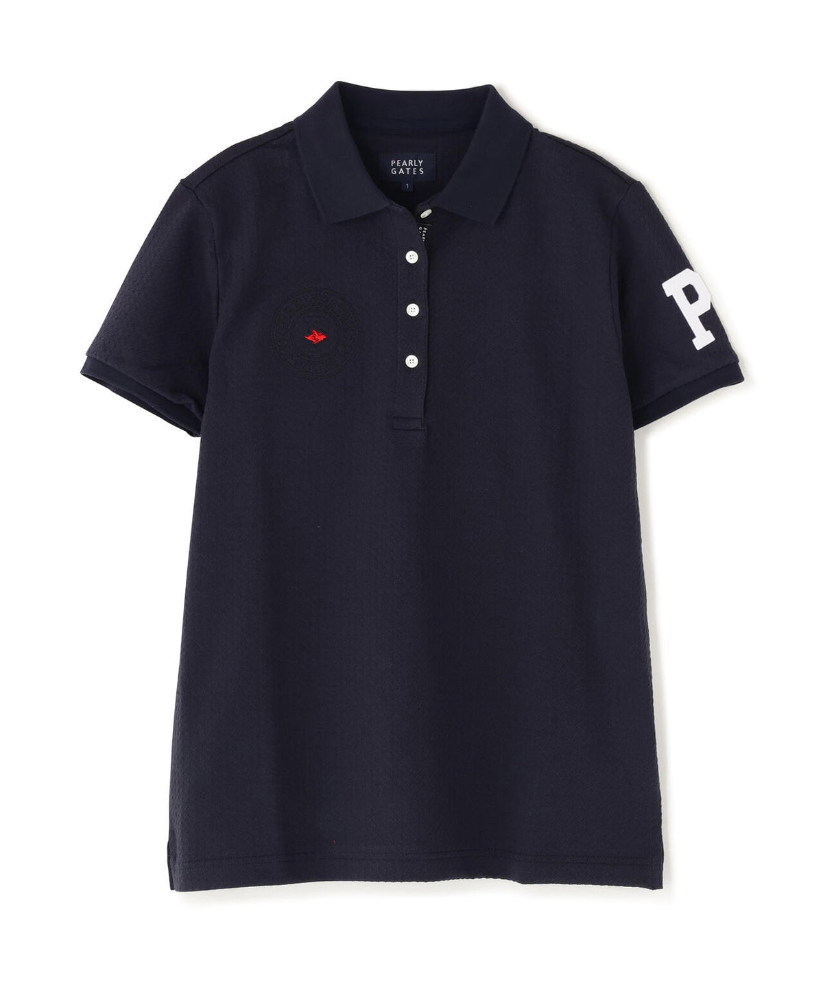 TEXBRIDハイゲージ千鳥ジャガード半袖ポロシャツ (WOMENS)