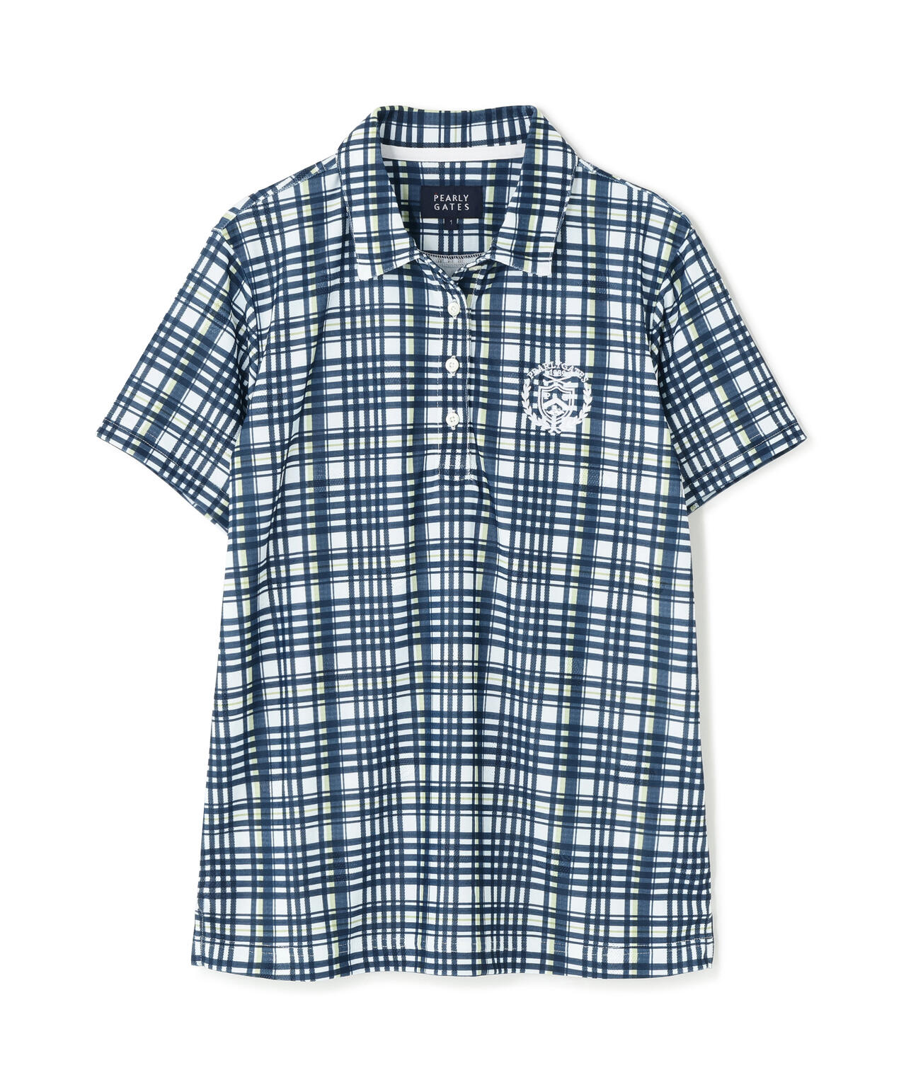メッシュジャガード半袖ポロシャツ <チェック柄> (WOMENS)