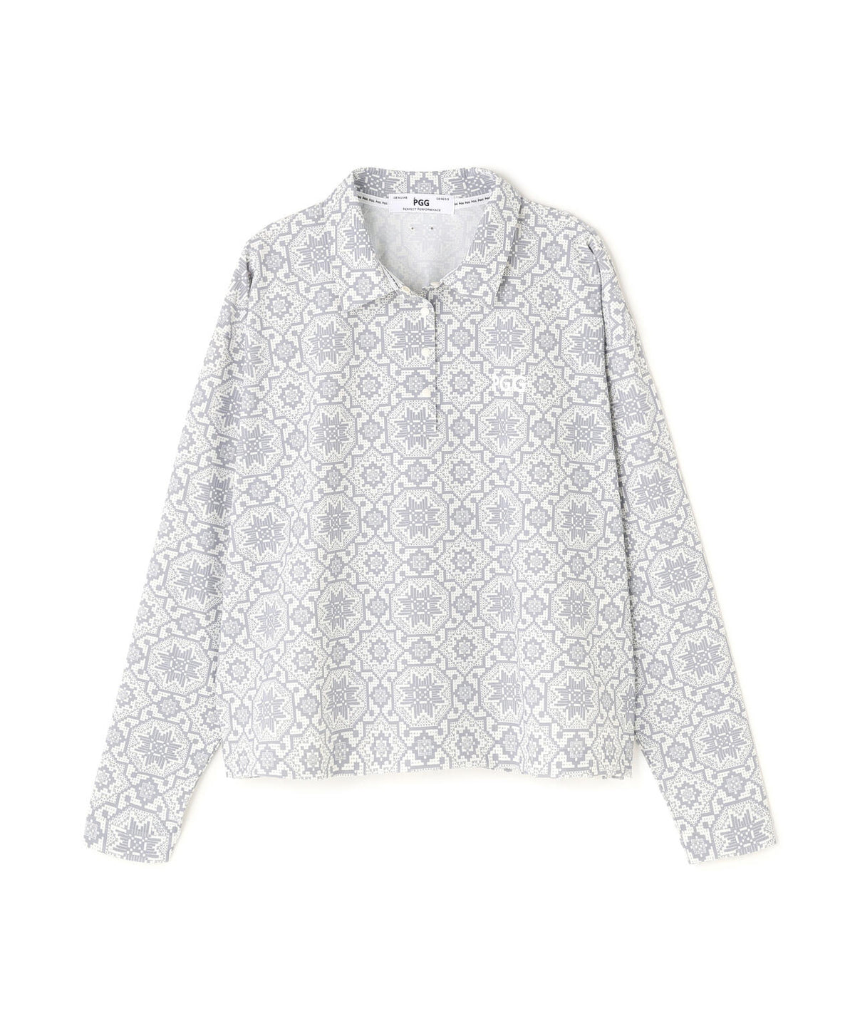 【PGG】【直営店舗&公式オンライン限定】TM ICE トリコット 長袖ポロシャツ <フローズン柄> (LADIES)