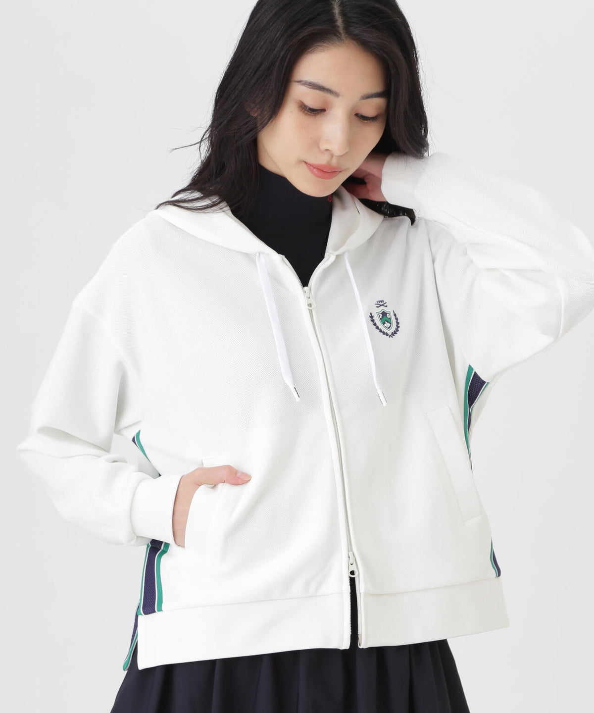 Wハニカムストレッチフルジップフーディ (WOMENS)