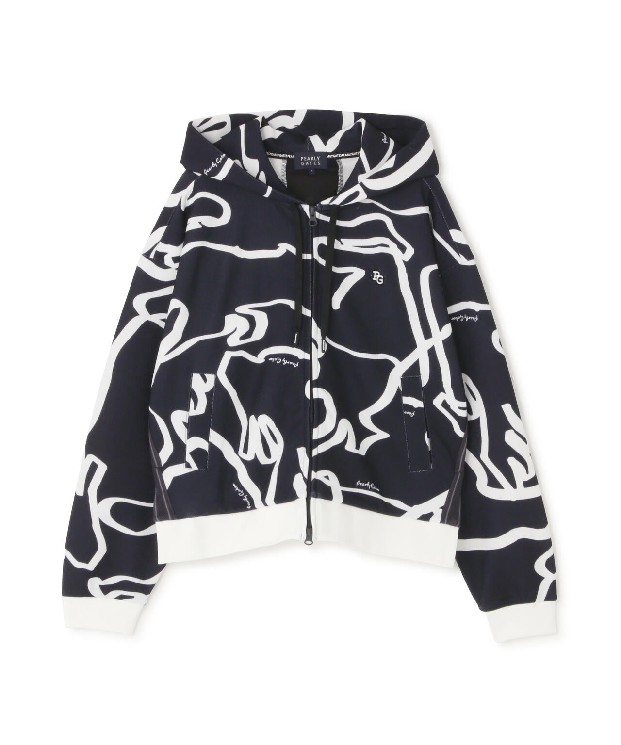Wハニカムストレッチフルジップフーディ <変形ウサギ柄> (WOMENS)