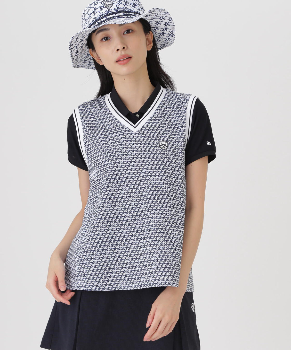 メッシュアンドメッシュVネックベスト <もちうさぎ柄> (WOMENS)
