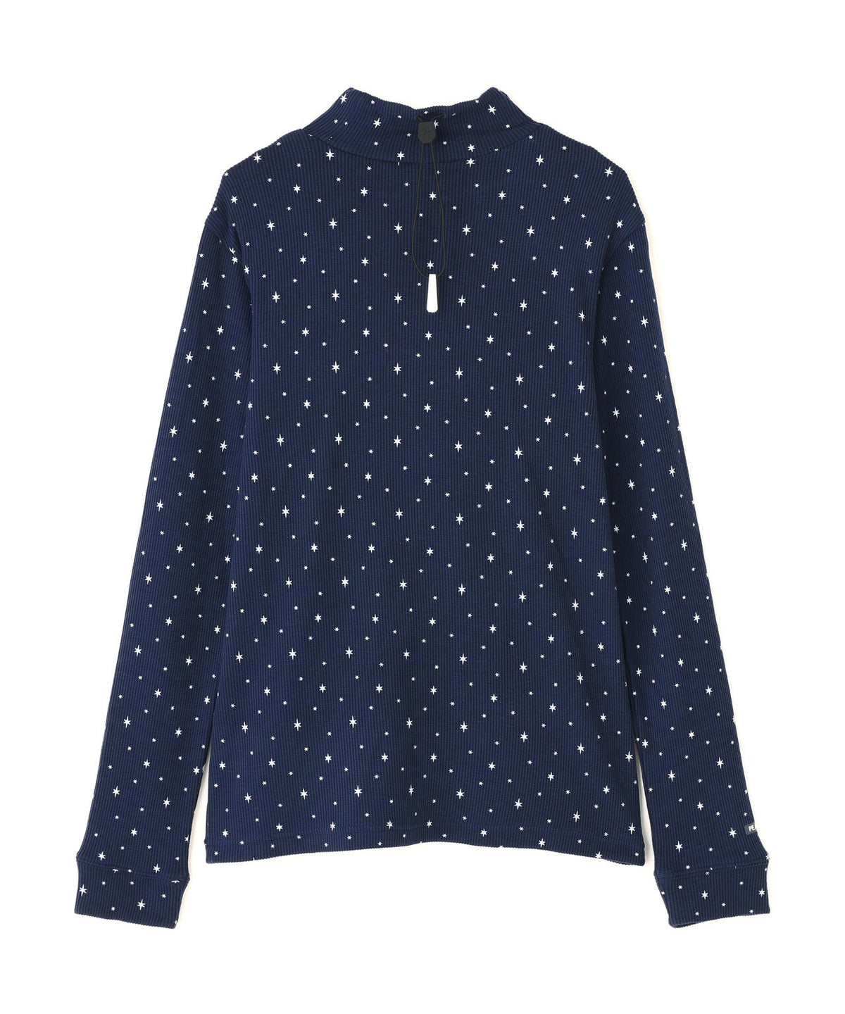針抜ストレッチセルヒートピーチ長袖ハイネックカットソー <キラ星レイン柄> (WOMENS)