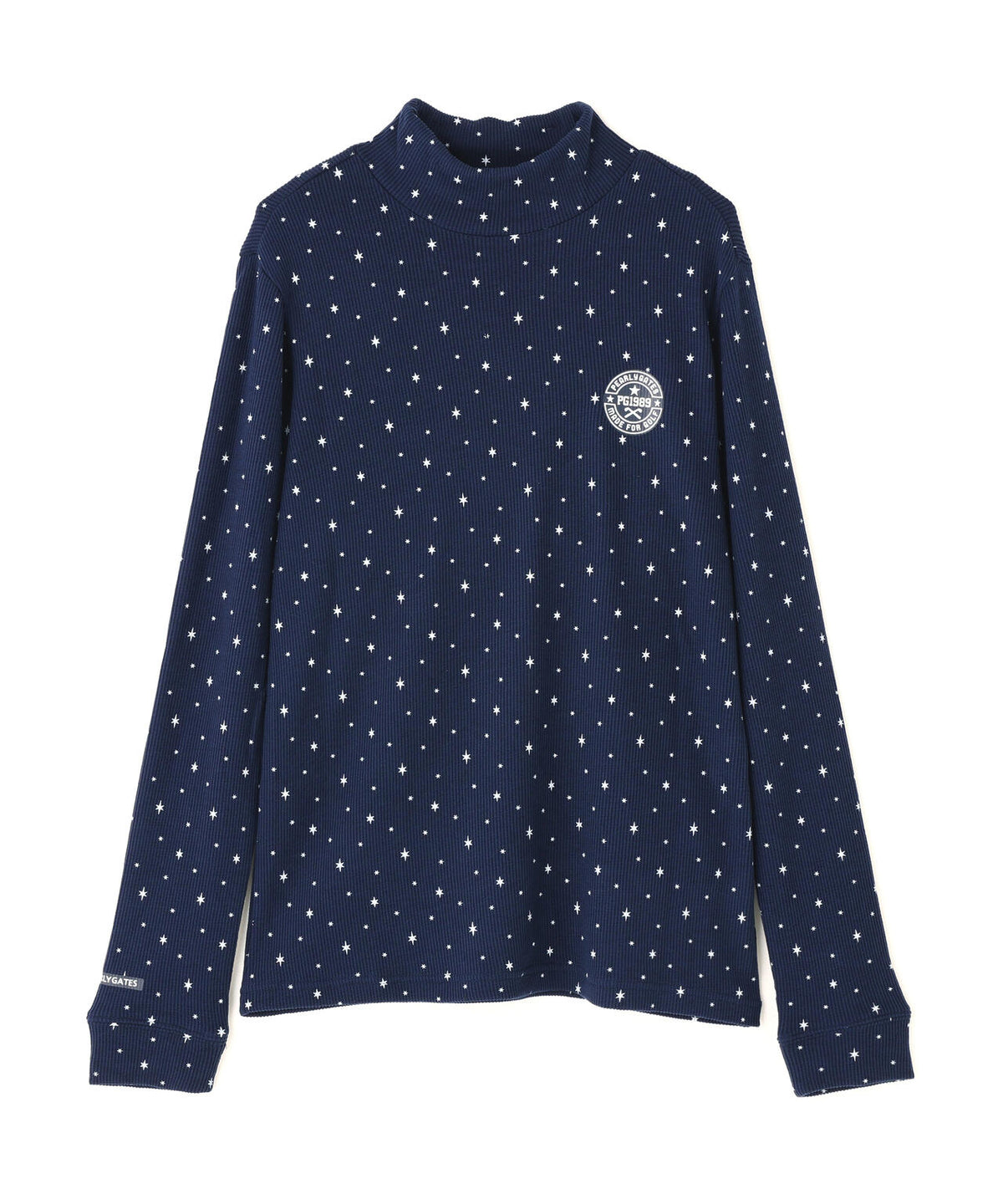 針抜ストレッチセルヒートピーチ長袖ハイネックカットソー <キラ星レイン柄> (WOMENS)