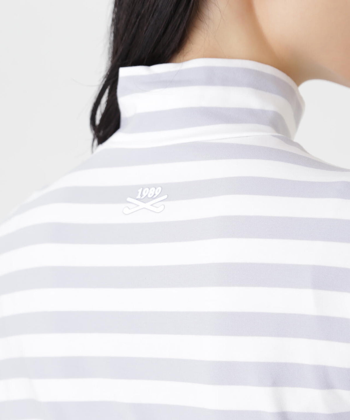 スーピマベア天長袖ハイネックカットソー <ボーダー柄> (WOMENS)