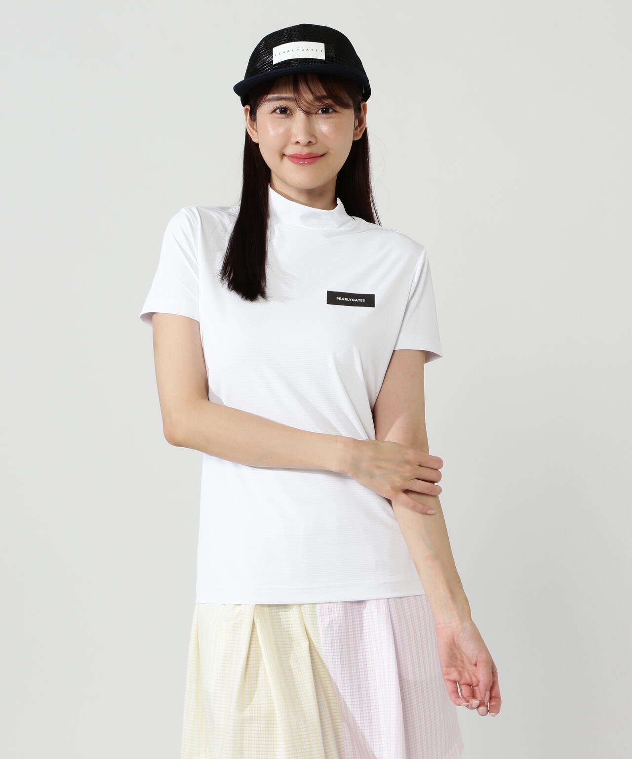 ハニカムストレッチ半袖モックネックカットソー
