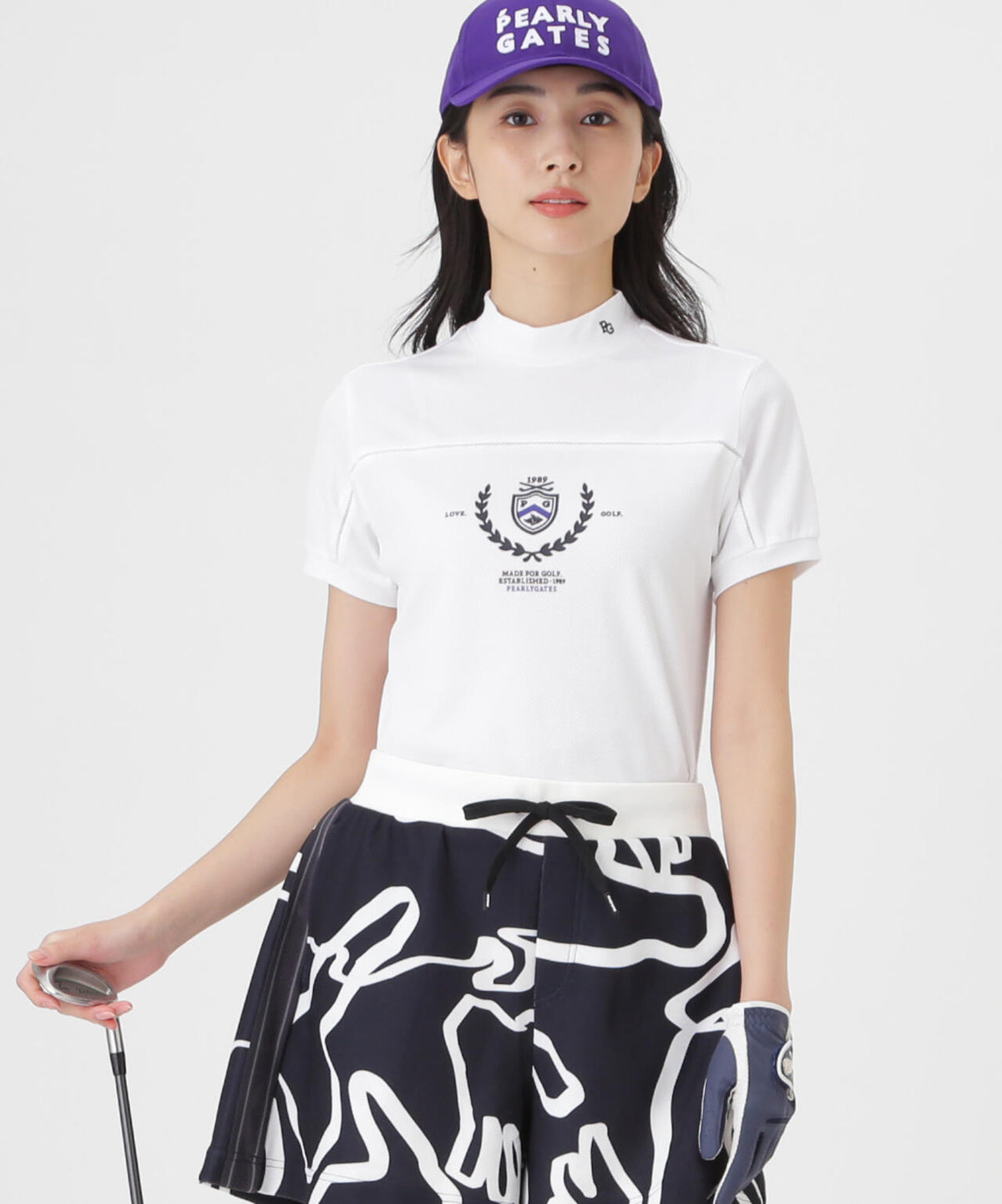 2WAYトリコット半袖ハイネックカットソー (WOMENS)