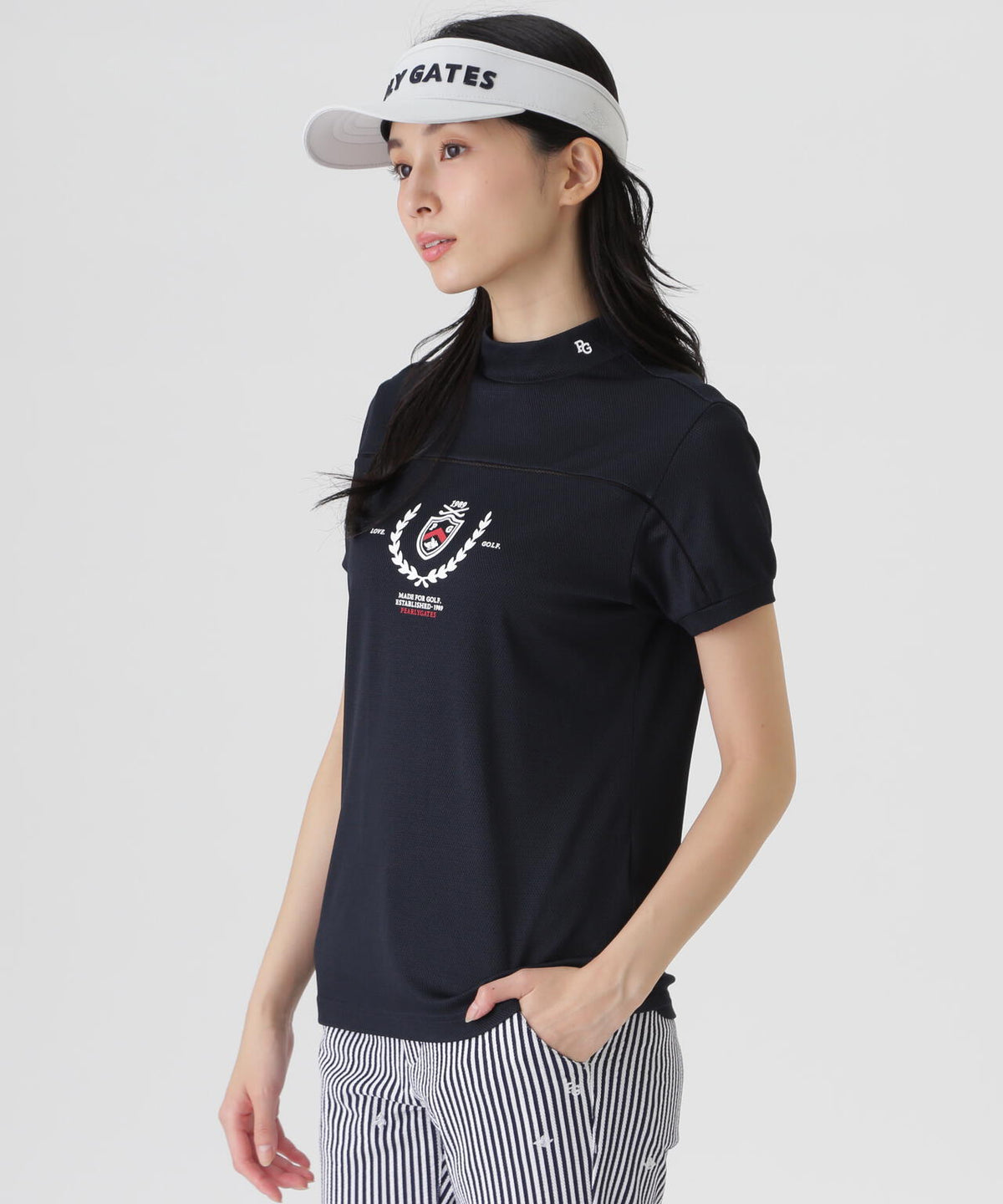 2WAYトリコット半袖ハイネックカットソー (WOMENS)