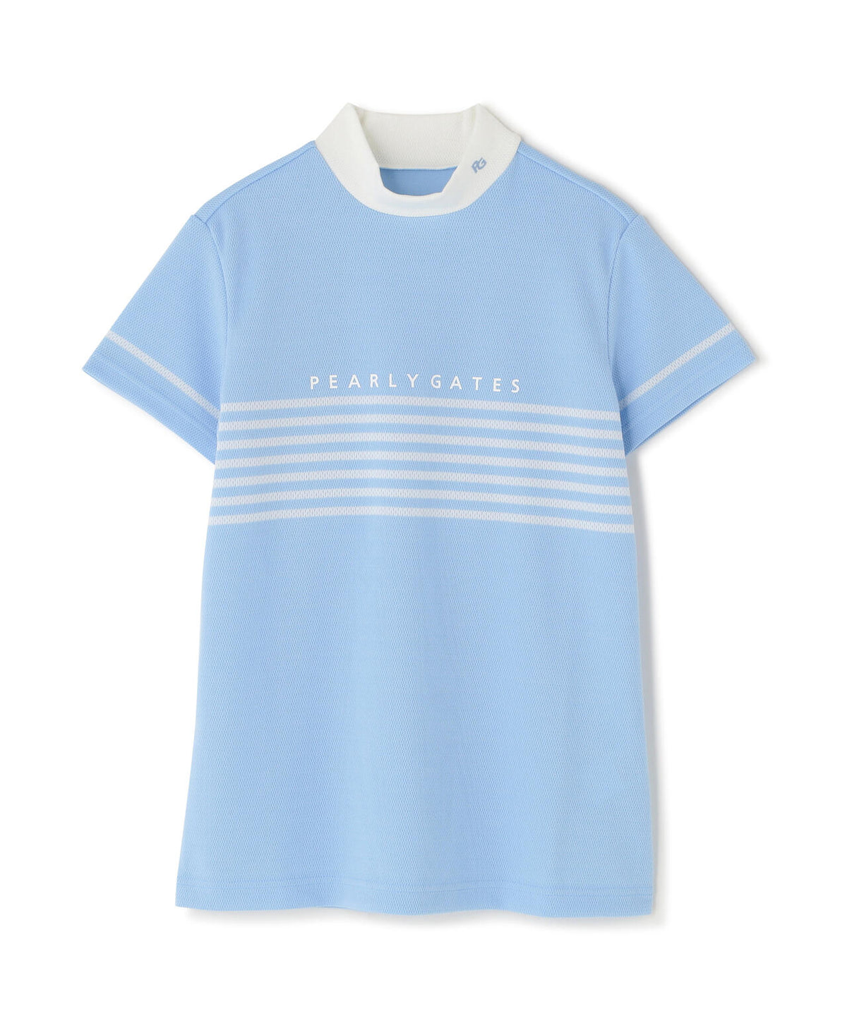 Peメッシュパネルボーダー半袖ハイネックカットソー (WOMENS)