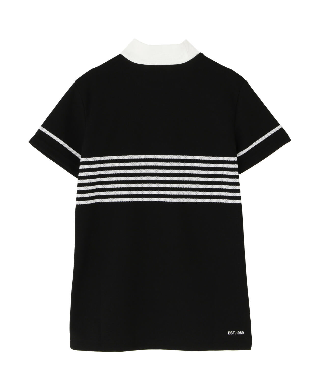 Peメッシュパネルボーダー半袖ハイネックカットソー (WOMENS)