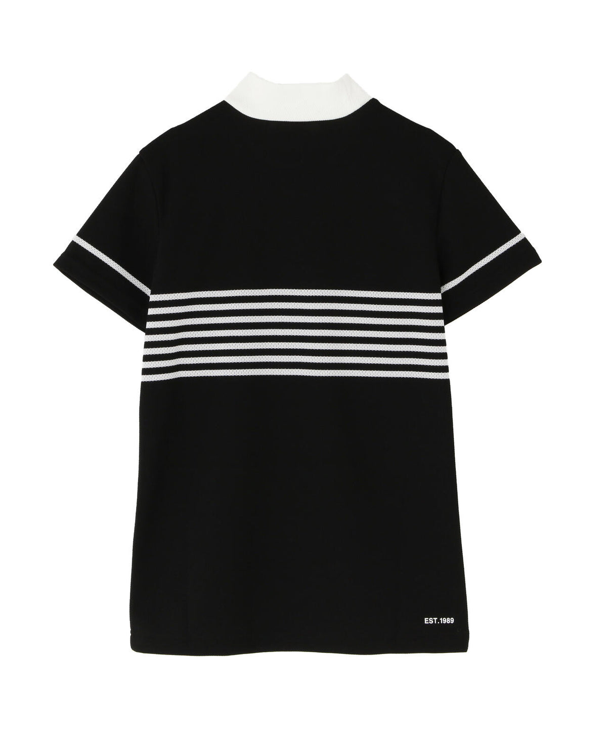 Peメッシュパネルボーダー半袖ハイネックカットソー (WOMENS)