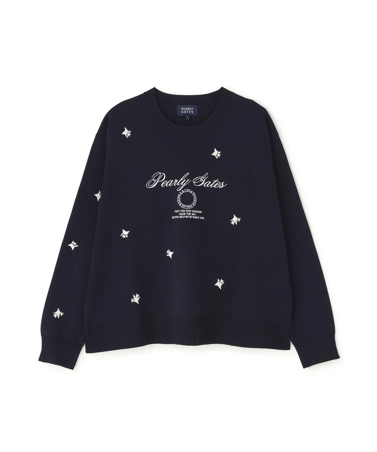 12G天竺×インターシャクルーネックニットプルオーバー (WOMENS)