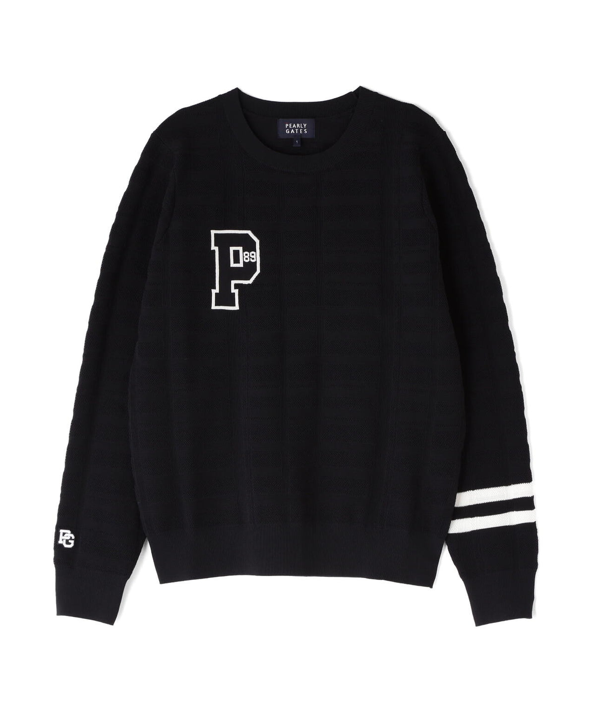 14G地柄ジャガードクルーネックニットプルオーバー (WOMENS)