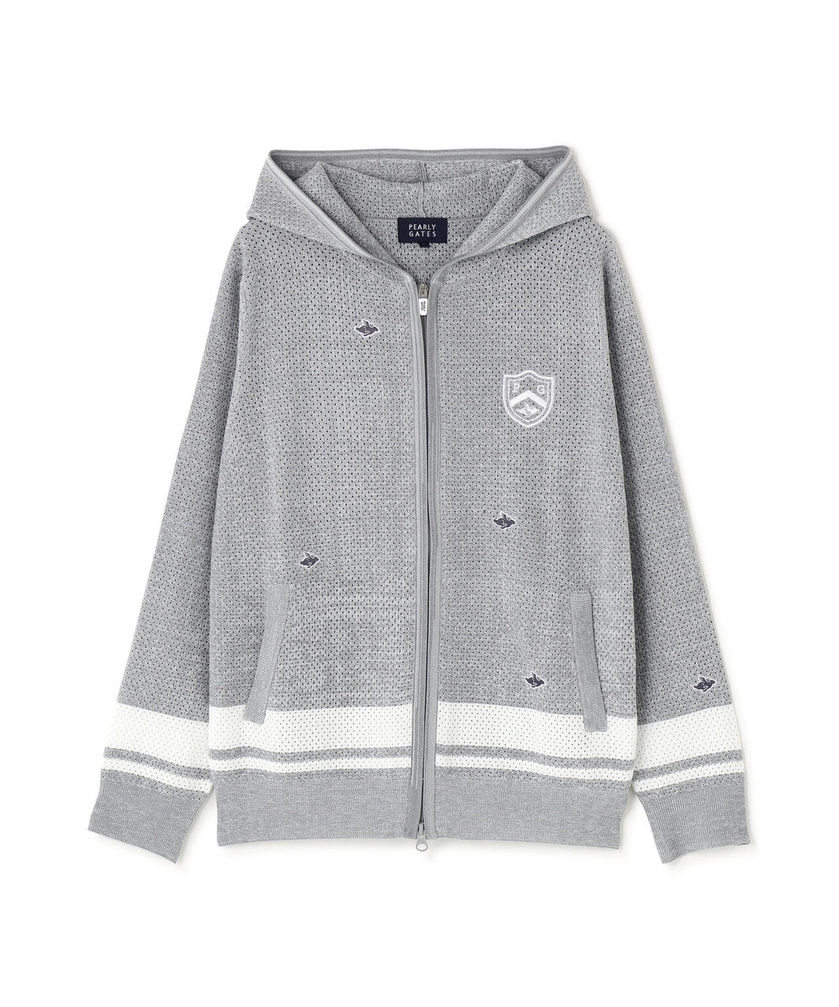 12Gフルジップニットフーディ <メッシュ柄> (WOMENS)