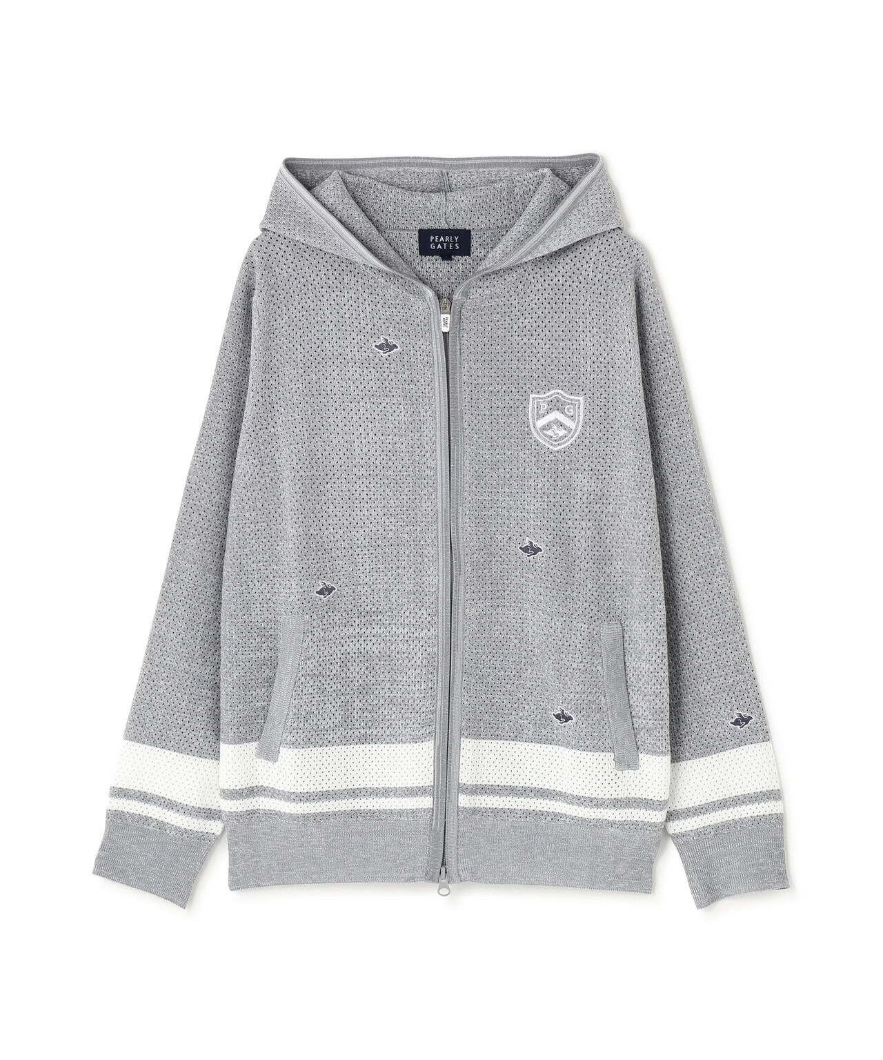 12Gフルジップニットフーディ <メッシュ柄> (WOMENS)