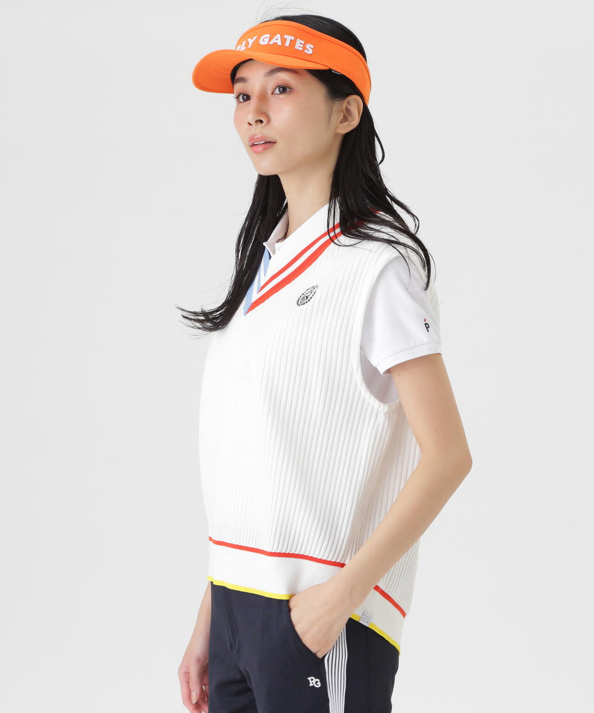 14GWJQ針抜きVネックニットベスト (WOMENS)
