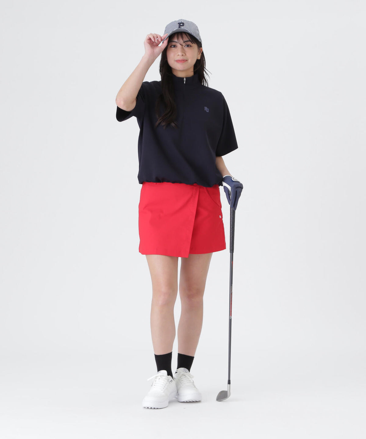 16GメッシュWJQ半袖ハーフジップニットプルオーバー (WOMENS)