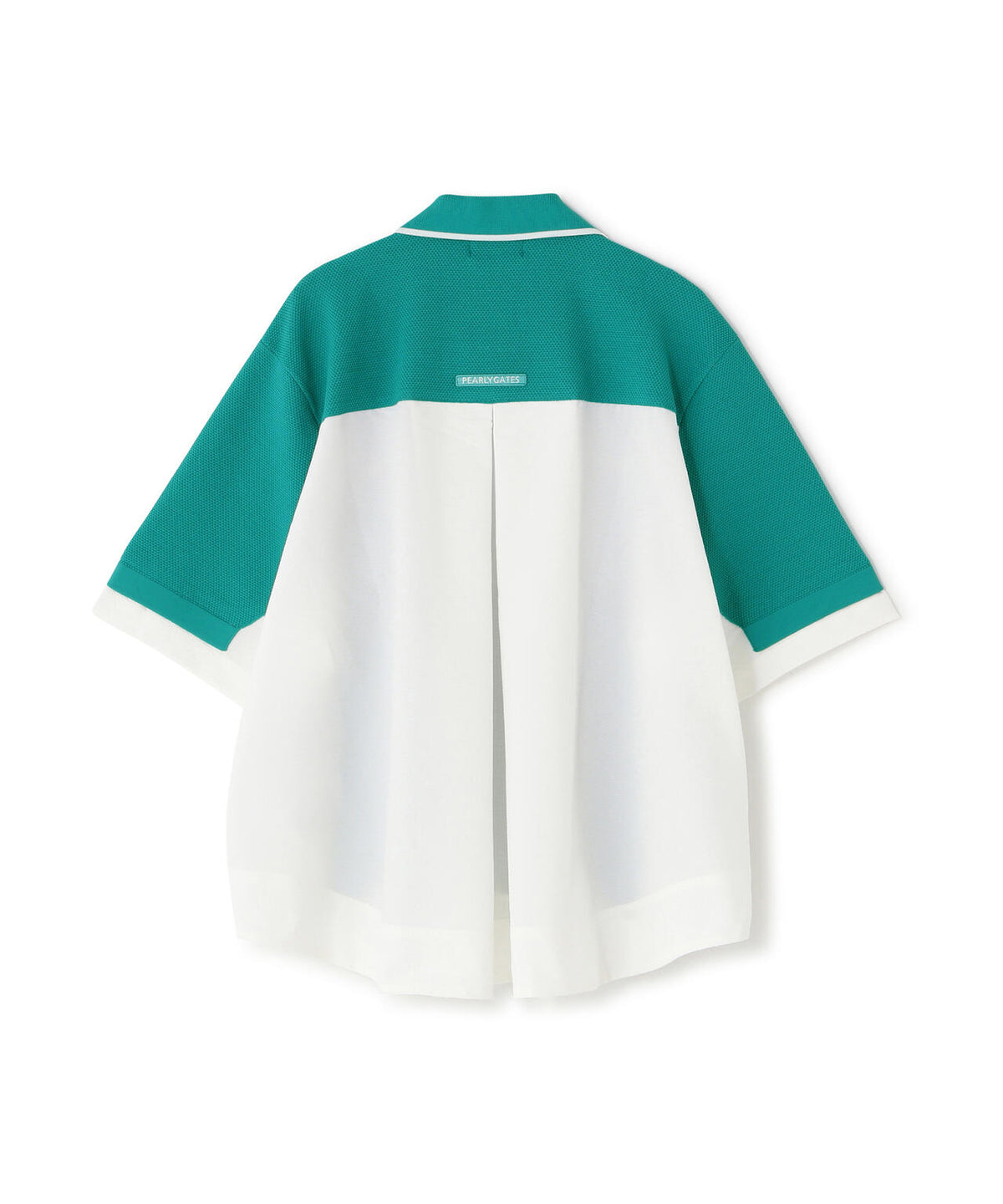 サッカー生地ドッキング半袖ニットポロシャツ (WOMENS)