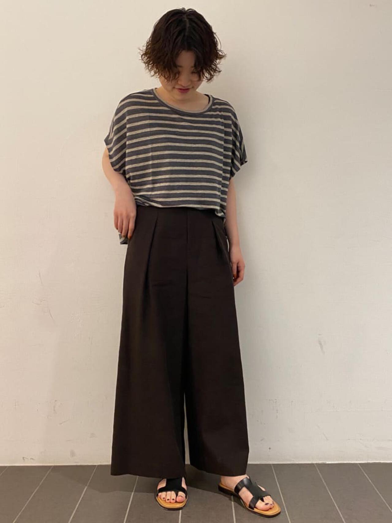 PEレーヨンリネンセミワイドパンツ
