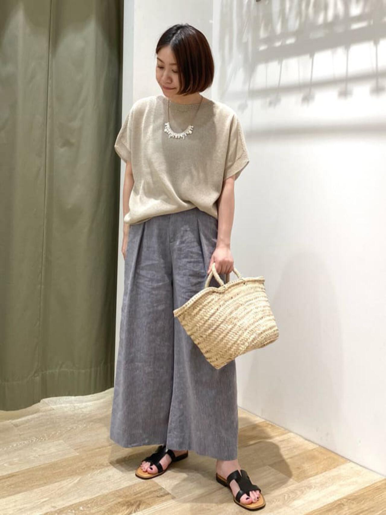 PEレーヨンリネンセミワイドパンツ
