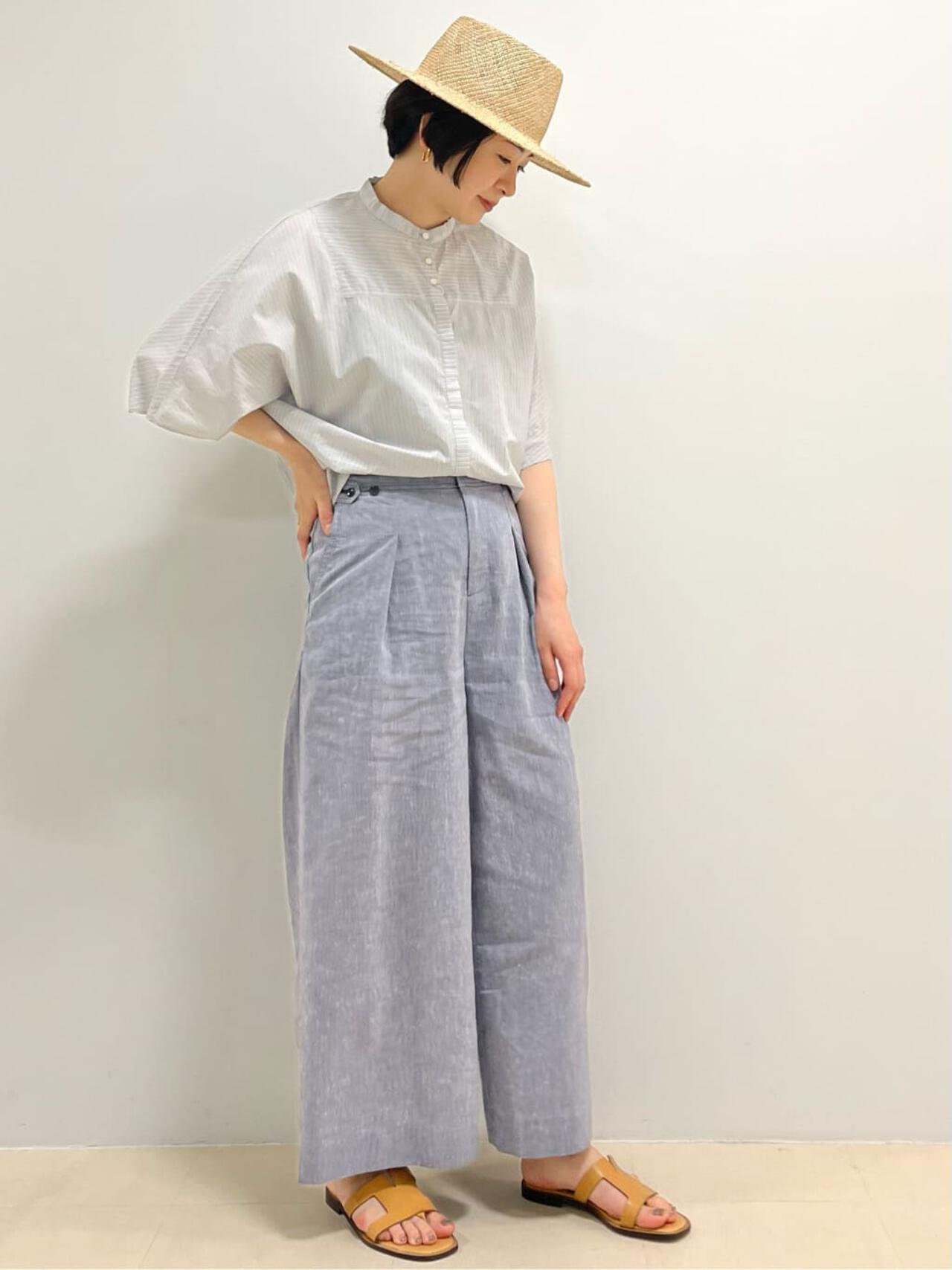 PEレーヨンリネンセミワイドパンツ