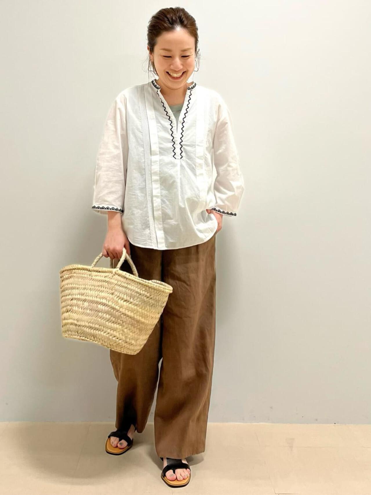 麻混ワイドパンツ