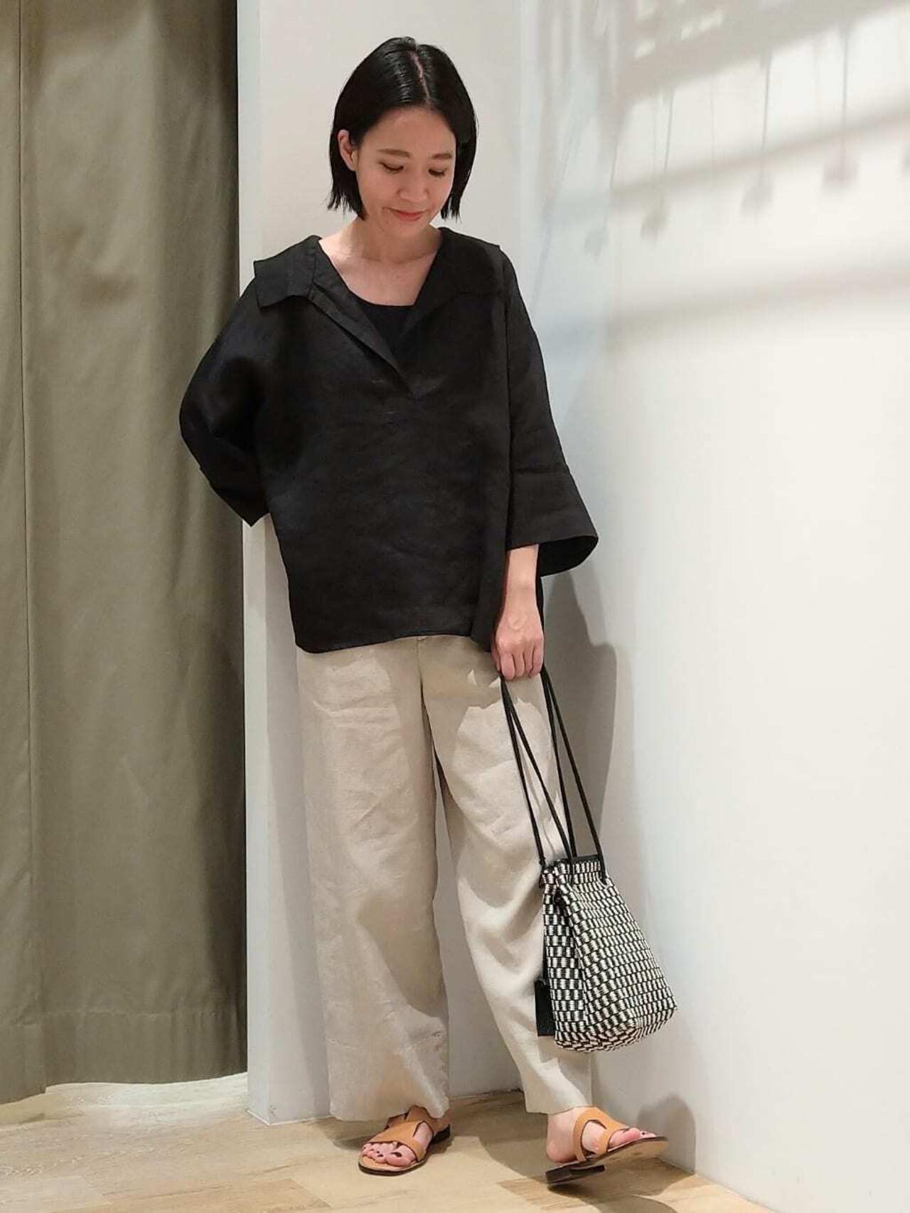 麻混ワイドパンツ