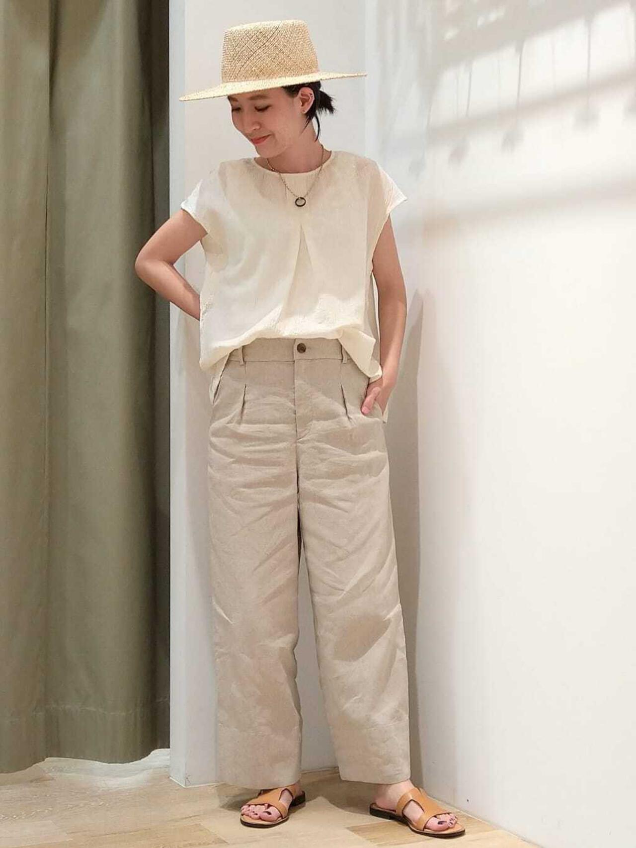 麻混ワイドパンツ