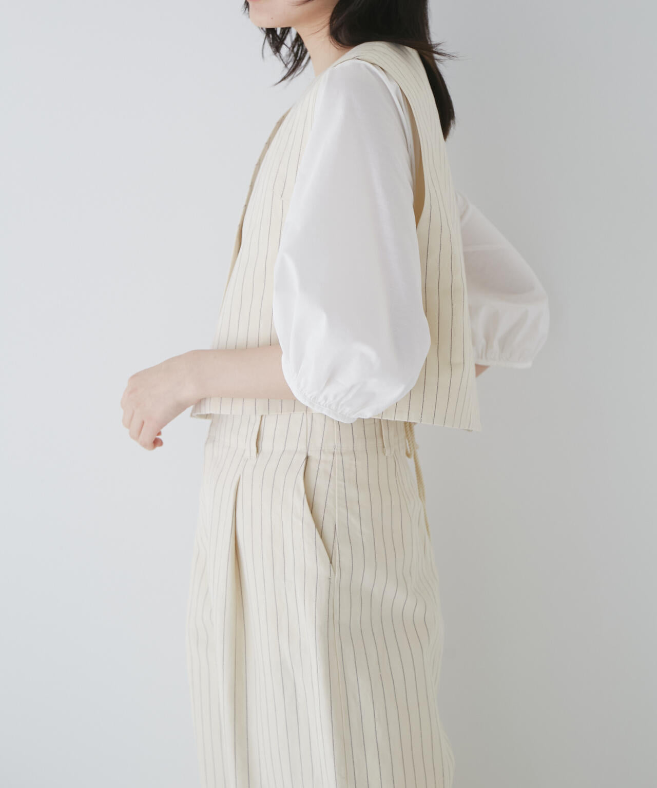 綿麻ストライプジレ