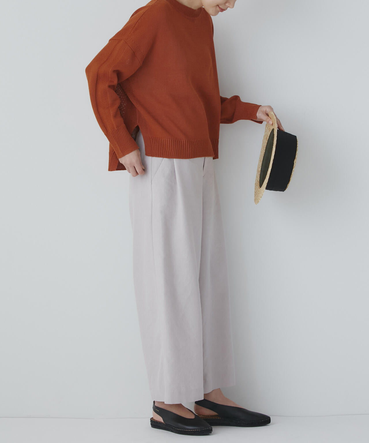 【WEB限定サイズ】PEレーヨンリネンセミワイドパンツ
