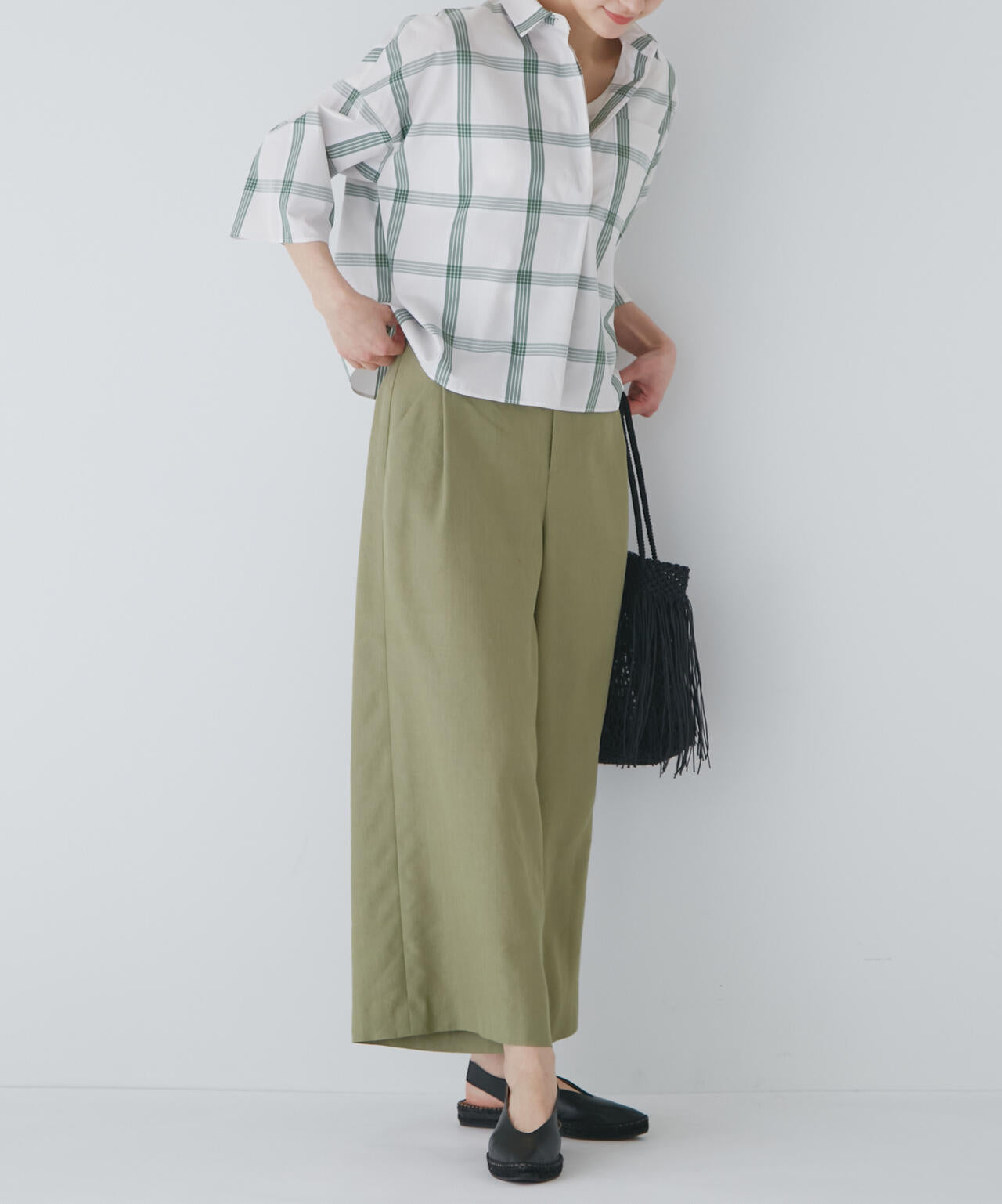 【WEB限定サイズ】PEレーヨンリネンセミワイドパンツ