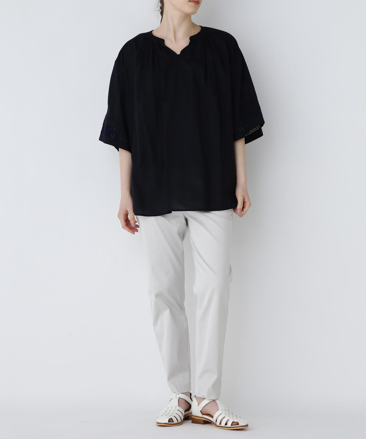 【WEB限定サイズ】サテンストレッチスリムパンツ