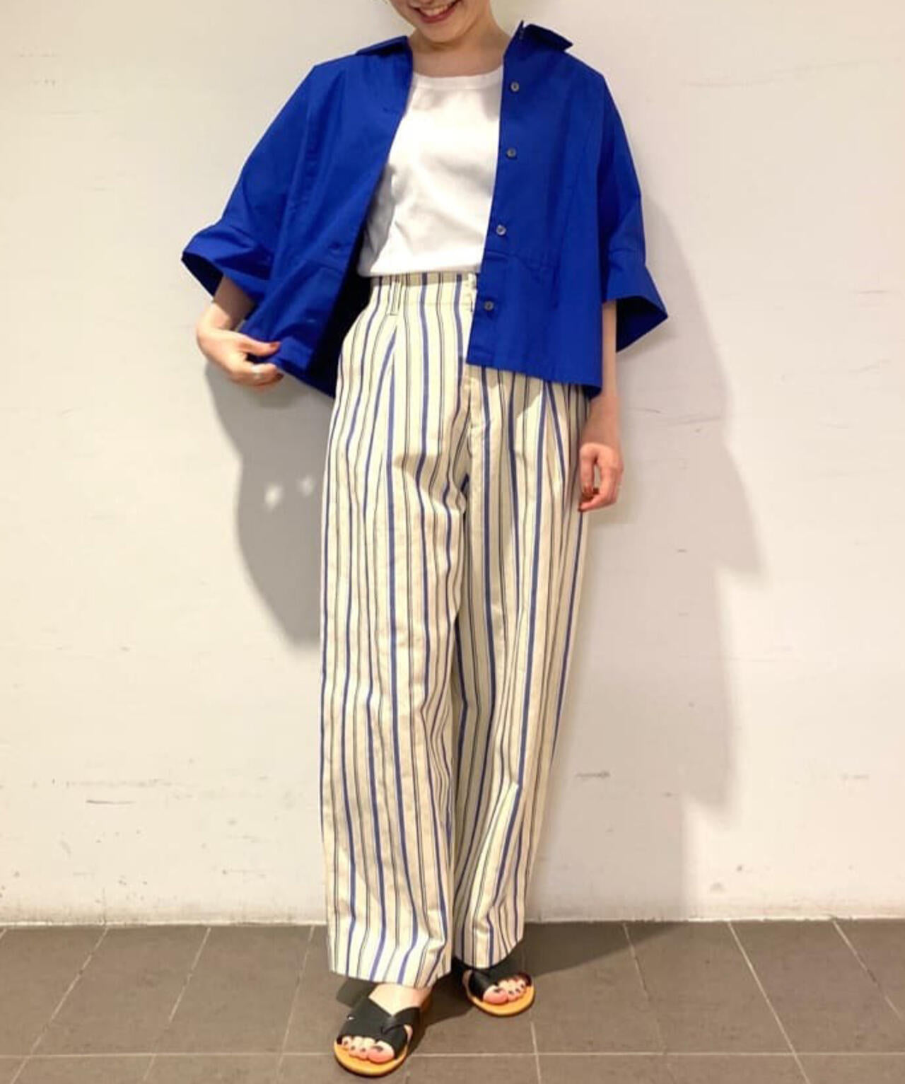 綿麻ストライプパンツ