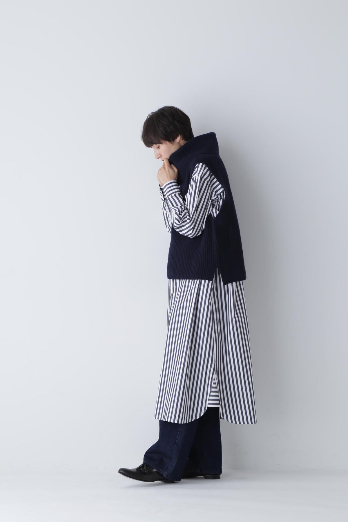 【WEB限定カラー:ピンク】ホールガーメント片畦ニットベスト