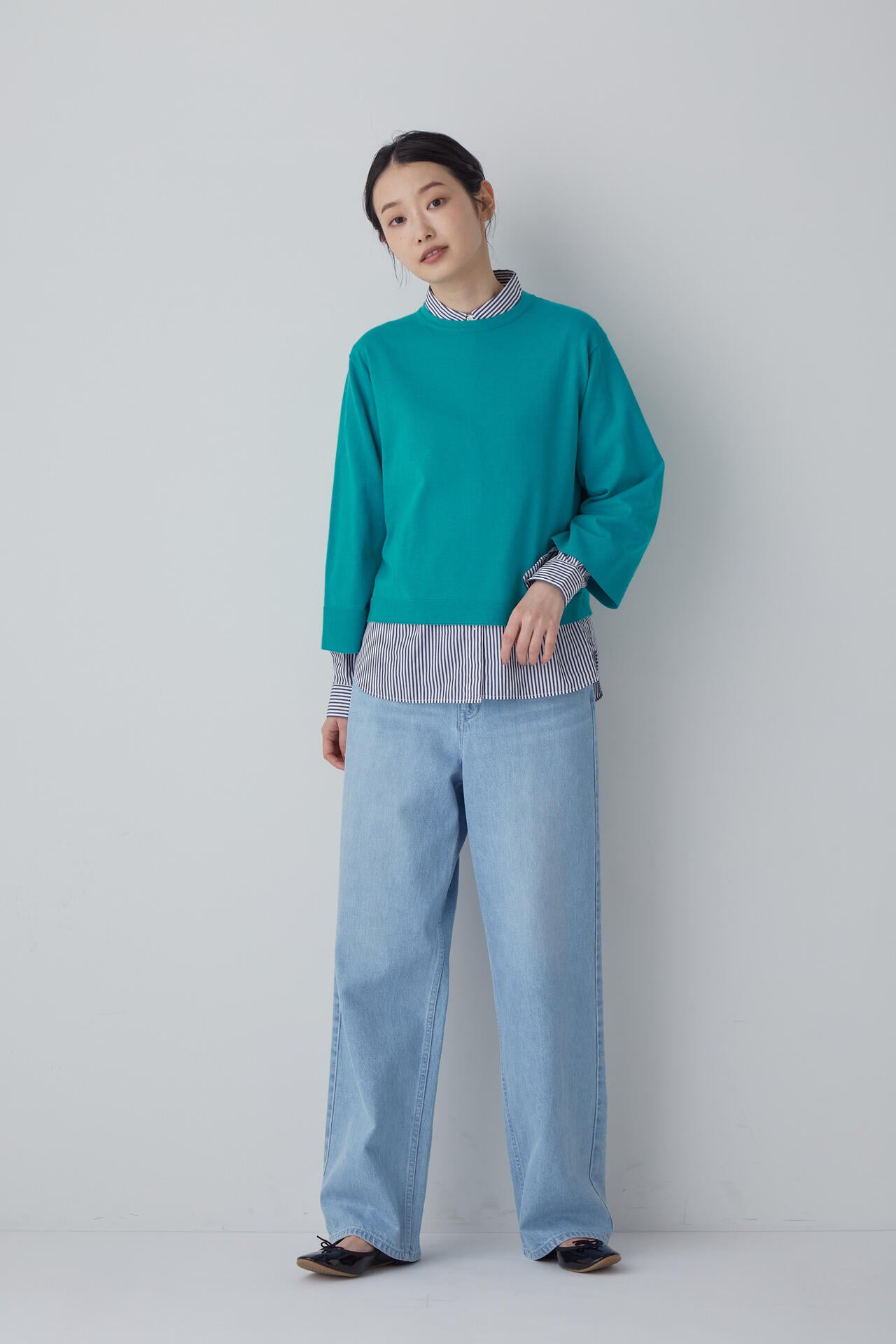 コットンポリエステルキュプラニットプルオーバー