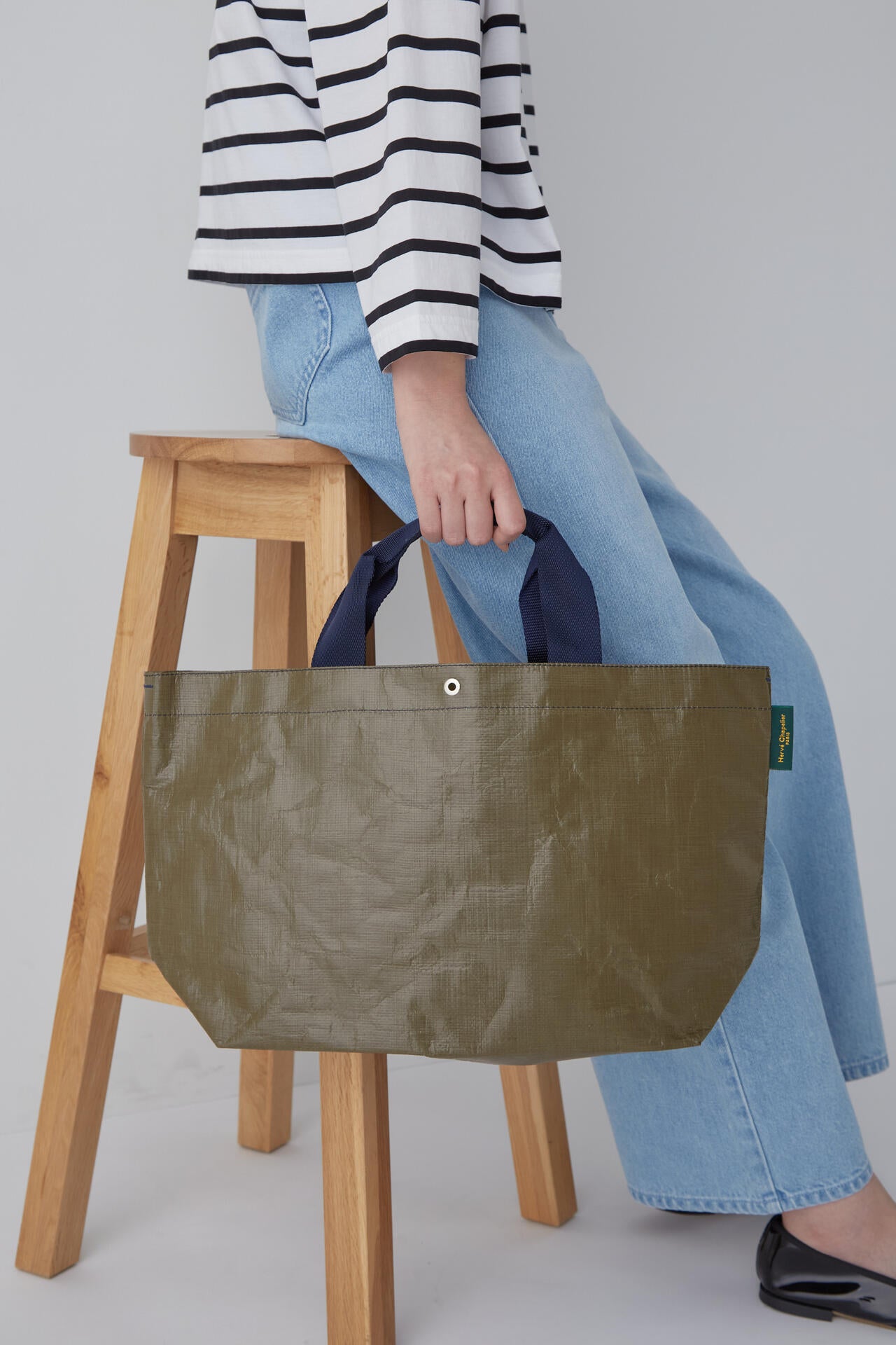 Herve Chapelierバイカラートートバッグ