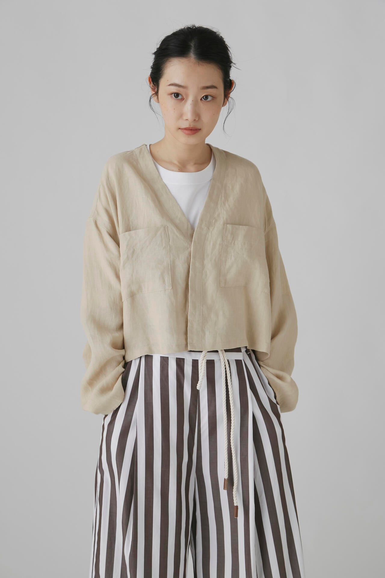 【Gg】香菜子×hwコラボ 40/ヘンプキャンブリック シャツジャケット Lサイズ